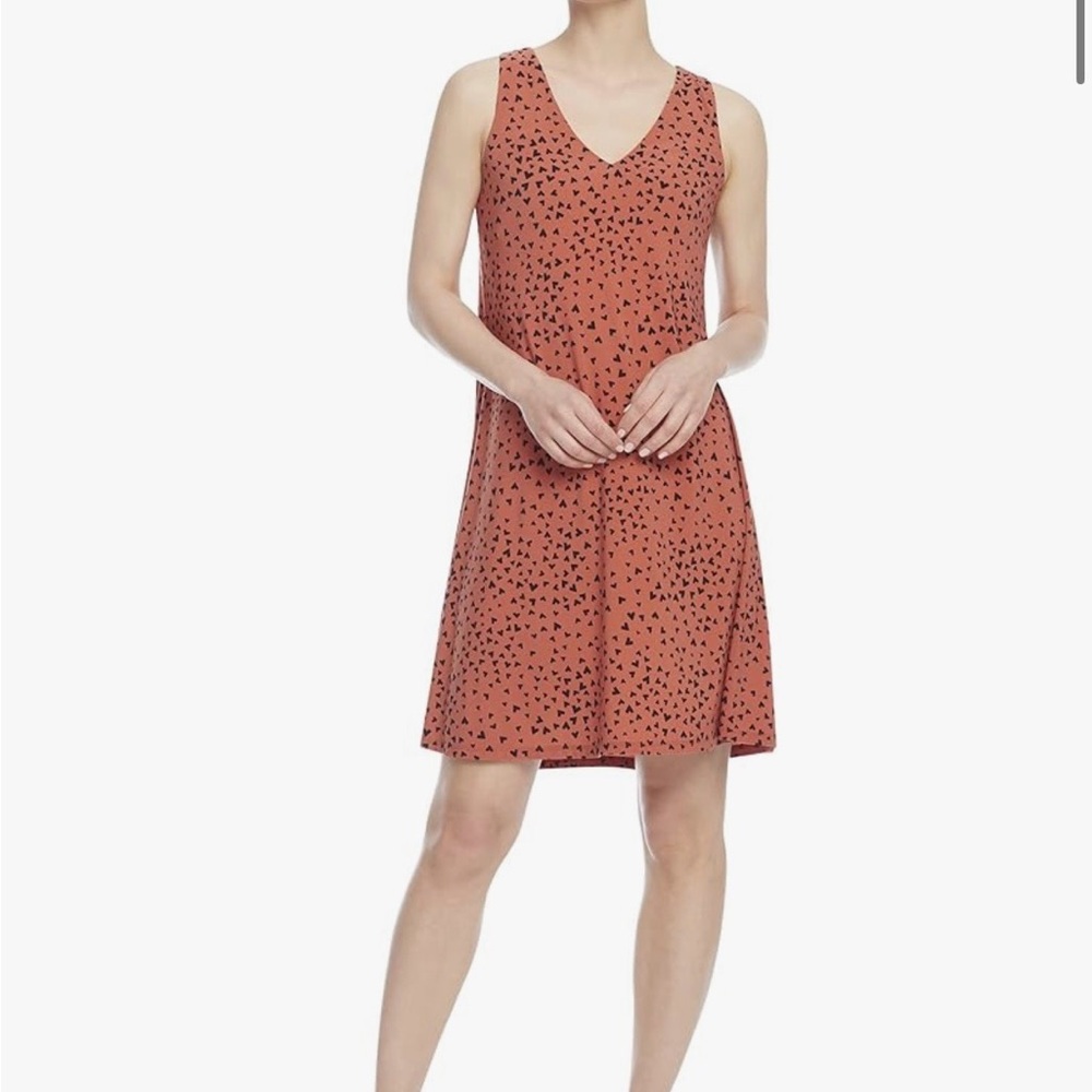 Anne Klein Rust Midi Dress with Black Pattern